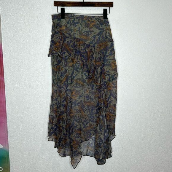 NWT Veronica Beard Trixie Illusion Asymmetrical Skirt Seafoam Green Size 12 - Picture 2 of 12